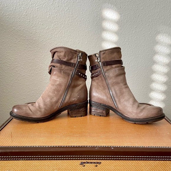 A.S. 98 Brown Leather Ankle Boots Studded Straps & Chunky Heel Size EU 40 - Picture 12 of 14